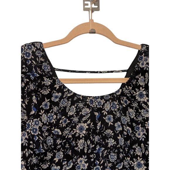 Speechless Women's Size Small Blue Floral 3/4 Button Sleeve Dress Back Cut Out - Picture 6 of 11